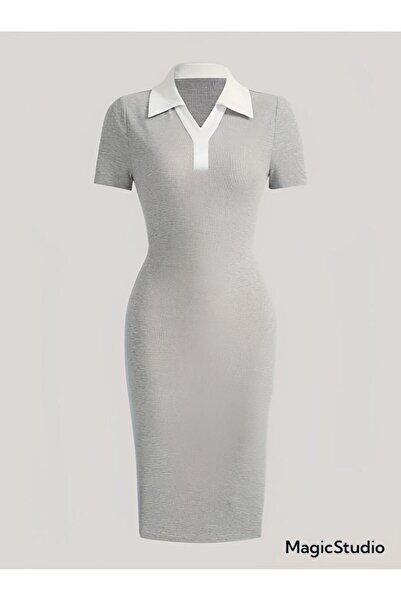 MANCY Women's Polo Neck Trend 100% Cotton Combed Dress