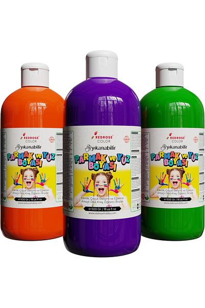 LiderGlobal . Rose Green, Purple, Orange Finger Paint Set of 3 3X500 Gr 903970