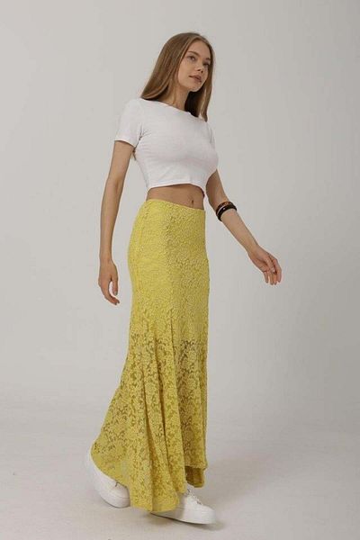 theElitist Elastic Waist Lace Skirt - Yellow