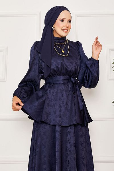 EBRUTESETTÜR Costum dublu jacquard cu centură mobilă cu talie elastică