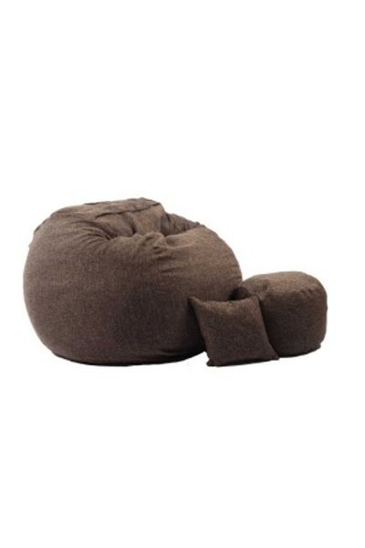 Pufrelax Set Fotoliu King Size XL cu Otoman(suport picioare) si Perna, Material Textil - Mocha Latte