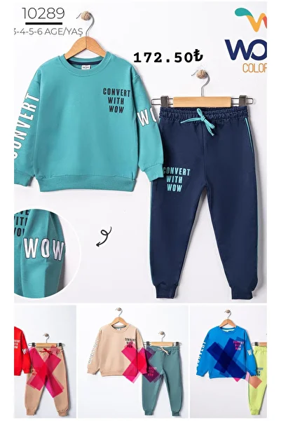 NURTOPU Boy's Tracksuit Set Seasonal Bottom Top 2 Thread Cotton Fabric