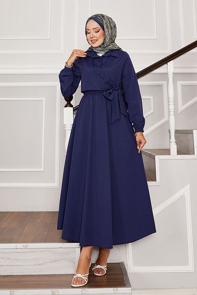 EBRUTESETTÜR Side Tie Half Button Detailed Dress