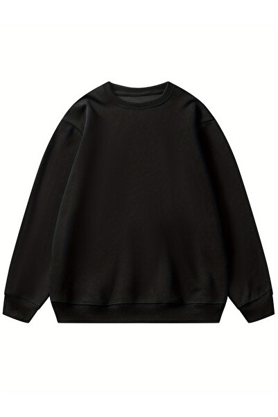 Lider Leather Unisex Sıfır Yaka Basic Sweatshirt XS-6XL Şardonlu 2 İplik