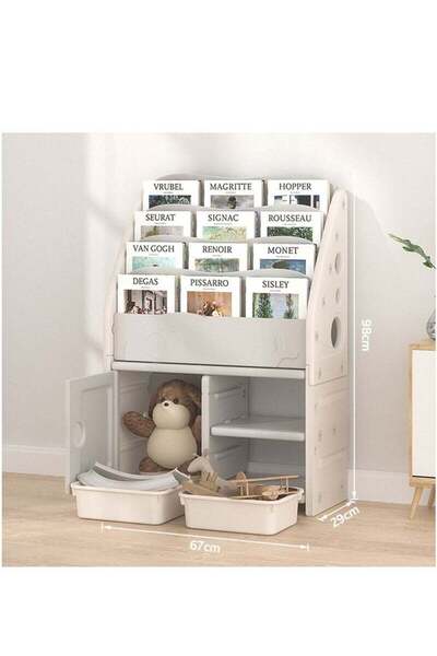 COOYA Kids Bookshelf, Toy Storage Cabinet and Organizer station, Large Book Storage Display Holder(White)