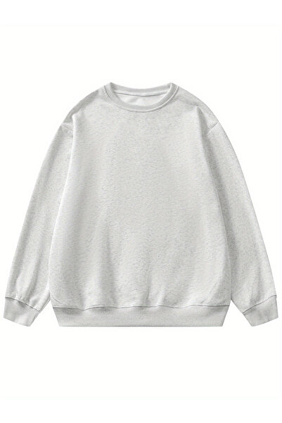 MODAVİBE سويت شيرت أساسي برقبة دائرية للجنسين XS-6XL ذو 2 خيوط