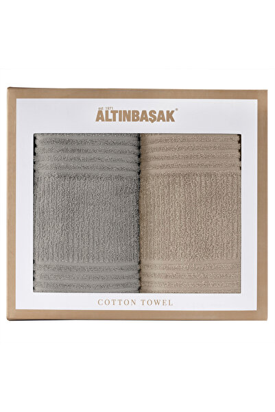 Altınbaşak Wanda %100 Pamuk 2'li El Havlusu Seti Bej/Gri 50X90 Bej/Gri