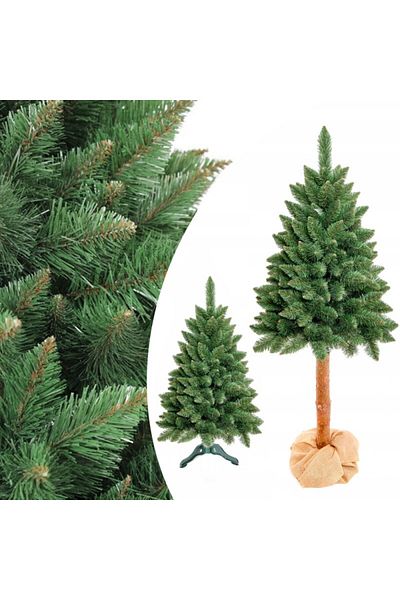 PROCART Artificial Christmas tree with wooden trunk, Diamond Pin 220 cm, stand included
