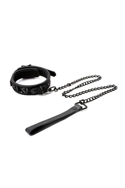 Ns Toys Sinful Collar with Leash, Black, 1 Inch