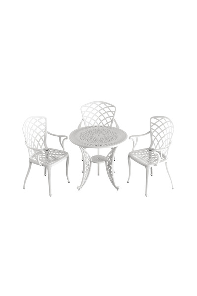 HubRom Set Mobilier Gradina HubRom, 1xMasa Rotunda(75x72), 3xScaun HITIT(43x42x50x92) Alb