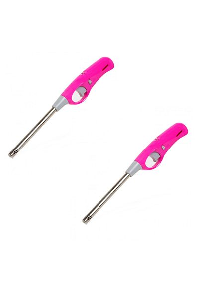 motor starter Set of 2 adjustable and rechargeable pink lighters for stove and grill, 27.5 cm