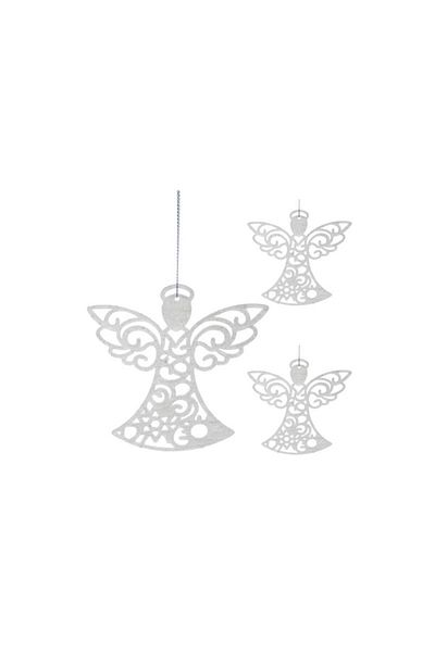 MT MALATEC Decorative Christmas pendants, 3 angels, with glitter, plastic, 10x9.x0.2 cm