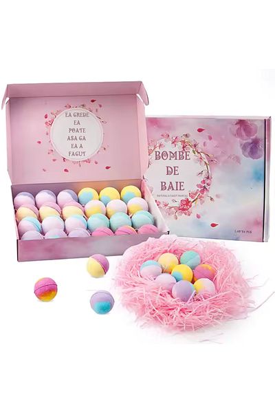 OEM Set de 24 de bombe de baie efervescente, lucrate manual, aromaterapie cu 8 parfumuri, hidratante și relaxante