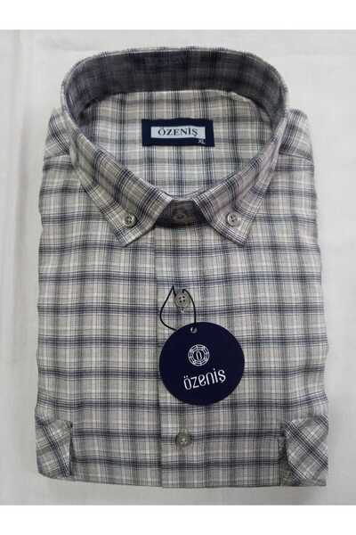 Özeniş Çift Cepli Kapaklı Kareli Uzun Kollu Gömlek