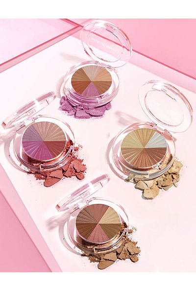 Colorina 4 Pcs Multi-Colored Blush Powder Set, Long Lasting Contour and Highlighter Palette for Cheek & Eye