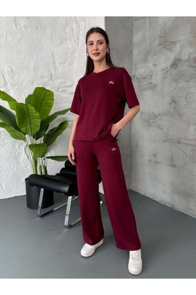 Elif Özbey Butik Plum Print Detailed Short Sleeve Suit