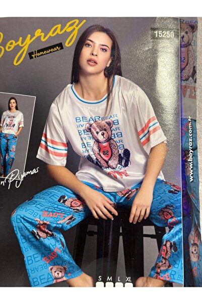 yenitrend KISA KOL DİJİTAL BASKI PİJAMA TAKIMI