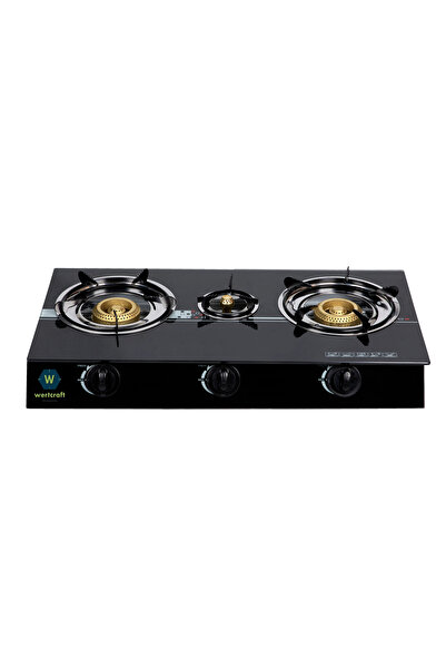 Wertcraft Aragaz din sticla securizata, 3 ochiuri, aprindere pe quartz