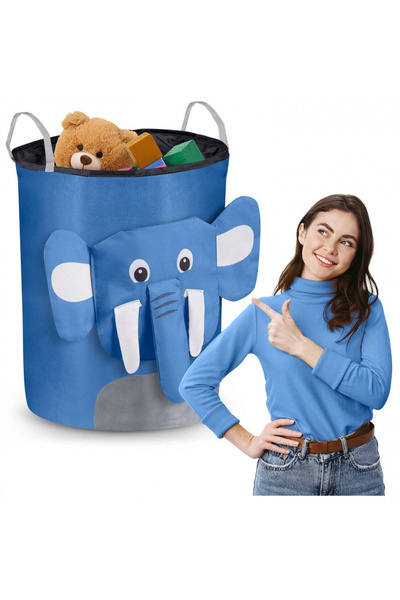 NUKIDO Children's clothes/toy storage basket Blue Elephant 35x45 cm, large capacity,