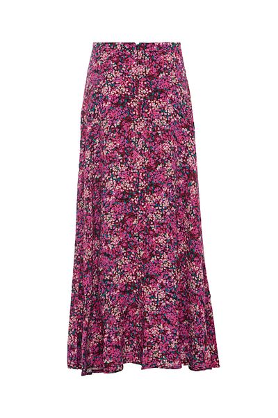 Eight Fashion Women's Long Colored Floral Patterned Non-Show Viscose Skirt