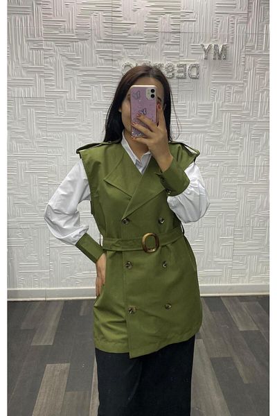My Destino Double Shirt Belted Linen Vest