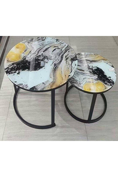 Türkiye Round Coffee Table Set of 2 Modern Nesting Side End Table for Living Room,Round Wooden Coffee Table