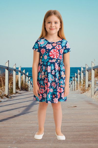 Fox Moda Pachet de 2 rochii pentru fete imprimate cu Lycra