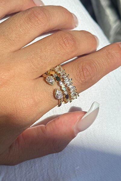 TAKIŞTIR Gold Color Stone Detailed Adjustable Ring