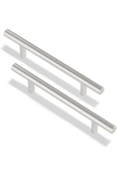 Generic Stainless Steel T-Bar Cabinet Handles, 12 cm Length, 2.5 cm Projection, Modern Style, Silver, Set of
