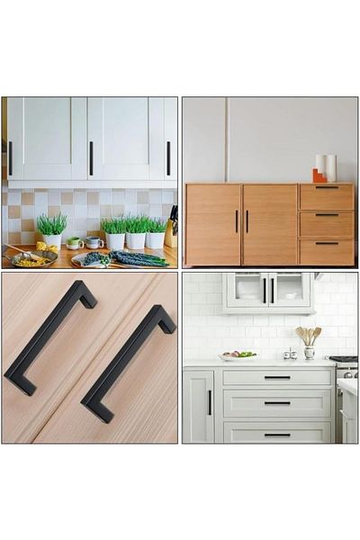 Generic Modern Cabinet Handles, 5.5 inch/140mm Length, Matte Black, Set of 10 with Mounting Screws