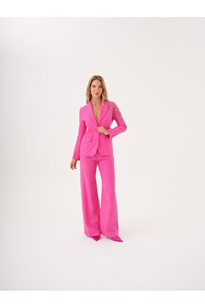 SERPİL Dantel Detaylı Uzun Kollu Keten Takım