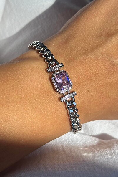 TAKIŞTIR Silver Color Stone Detailed Vip Ysx Bracelet