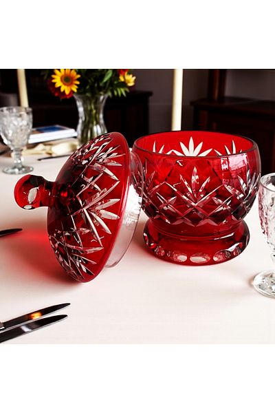DECOSTYLE Mini Sugar Bowl with Crystalized Decor with Colorful Lid Product Handmade