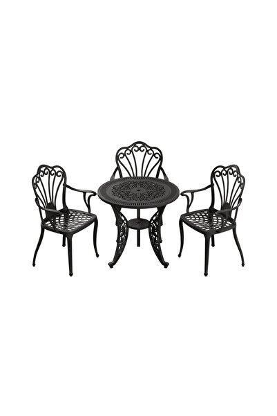 HubRom Set Mobilier Gradina HubRom, 1xMasa Rotunda(75x72), 3xScaun ISTANBUL(43x42x50x91) Negru