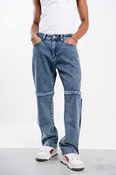Denim Republic Blue Baggy Trousers Model