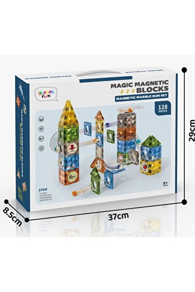scntoys Manyetik Yapı Blokları Çocuklar İçin Renkli 3 Boyutlu 128 Parça Manye...
