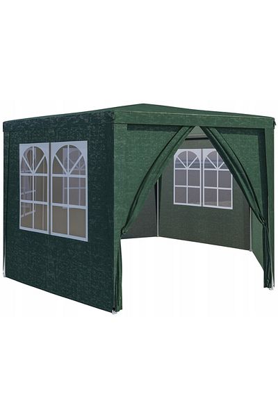 zola Cort de gradina hexagonal, 4 x 4 x 2.5 m, pereti detasabili, prindere velcro, cadru otel, verde
