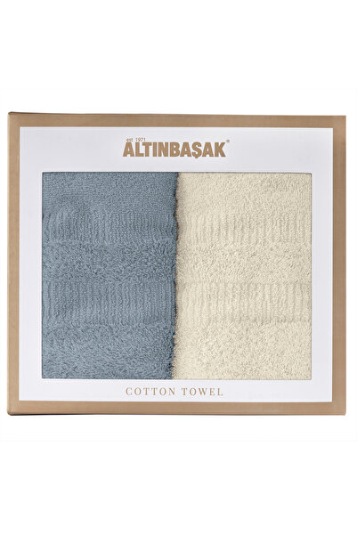 Altınbaşak Надін 100% бавовна, набір рушників для рук, 2 шт., синій/кремовий, 50X90, синій/кремовий