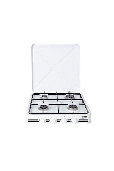 VRC Ertone 4 Burner Enamelled Mini Stove with Gas Hose and Accessories, White