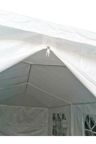 zola Cort de gradina, 600 x 300 x 255 m, laterale detasabile, ferestre, cadru metalic, polietilena, alb
