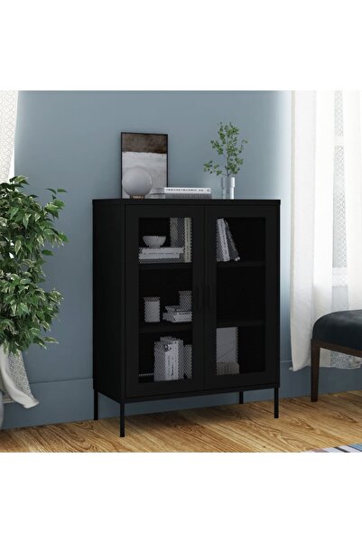 vidaxl Storage Cabinet Black 80x35x101.5 cm Steel