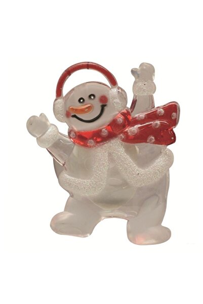 Home Decorațiune pentru fereastră cu om de zăpadă, LED multicolor, 9 cm, vent...