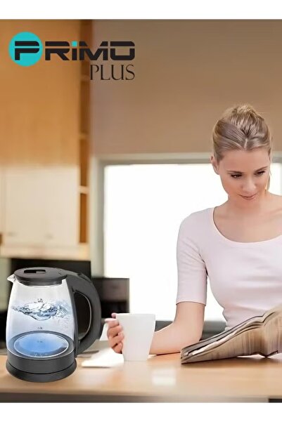 Primo Plus Glass Electric Kettle with LED Light at Bottom - 2L Capacity, 1500W