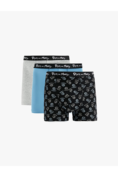 Koton Lisanslı Rick and Morty Baskılı Pamuklu 3'lü Boxer Set