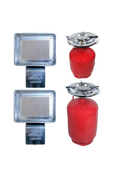 OEM Pachet - 2 x Nurgaz arzator pe gaz pentru butelie, 1500W + Butelie voiaj, 5L + Butelie voiaj, 8L