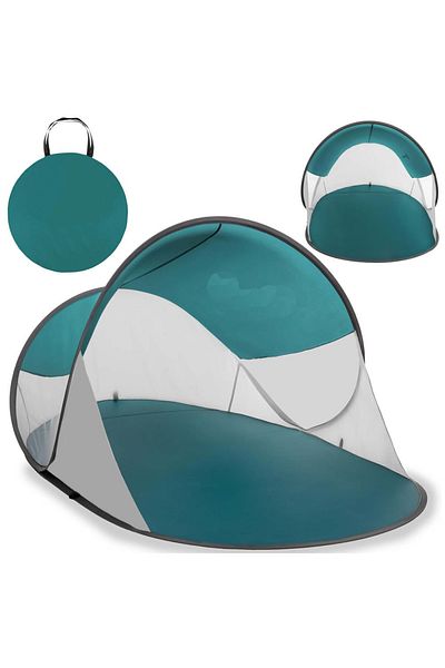 SERSIMO POP-UP self-expanding beach tent with UV protection, insulated floor, 190x120x100 cm, turquoise