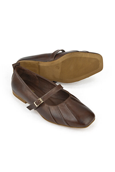 Ziya , Γυναικείες μπαλαρίνες από γνήσιο δέρμα 1531054Z3436 Καφέ