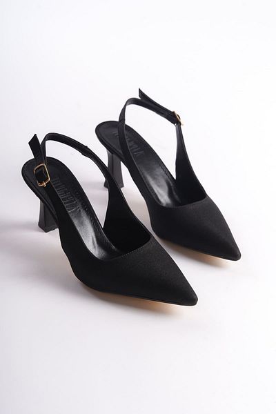 Zerenyus Pantofi cu toc din denim negru Lexi Premium pentru femei