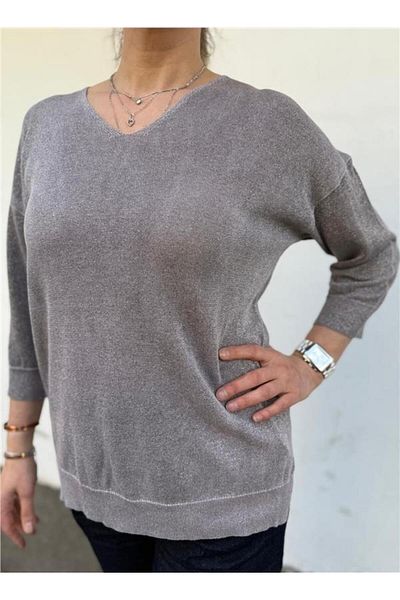 JM V-Neck Fakir Sleeve Glitter Knitwear