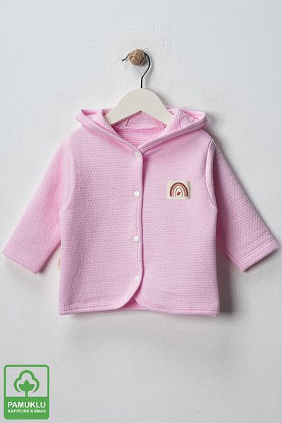 Miniel Unisex Baby Rainbow Crested Organic Cotton 3-18 Months Quilted Baby Cardigan